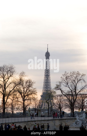 Eiffel tower viewed from the jardin de tuilleries in Paris France 2007 Stock Photo