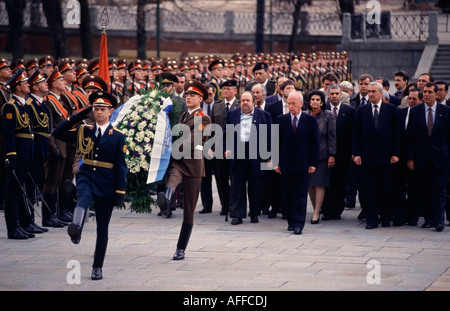 Israeli Prime Minister Yitzhak Rabin outside of the Kremlin in Moscow, Russia.  Photo by Chuck Nacke Stock Photo