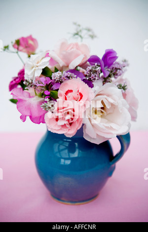 Vase of mixed flowers Stock Photo