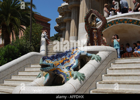 the famous lizard in Parc Guell Barcelona Spain Stock Photo