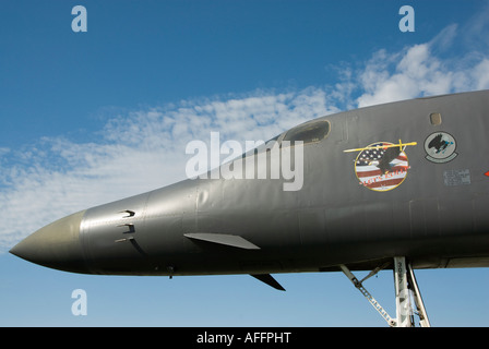 a Rockwell B1B Lancer on display at the South Dakota Air Space Museum near Rapid City Summer 2007 Stock Photo
