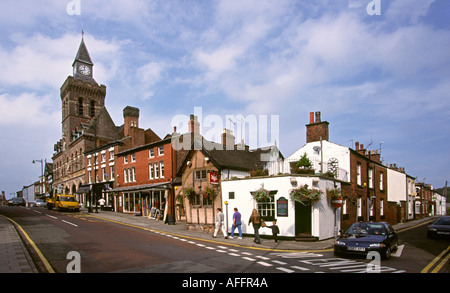 Cheshire Congleton Lawton Street Town Hall and Olde Kings Arms pub Stock Photo