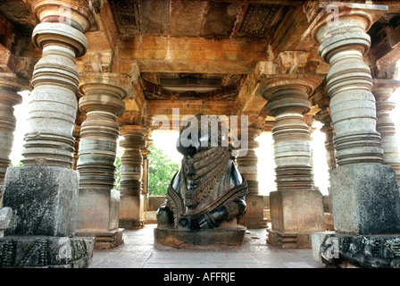 India Karnataka Halebid Hoysaleswara Temple Nandi Shivas bull Stock Photo