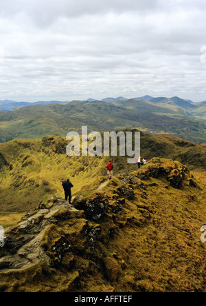 Walkers on the Tarmachan Ridge to the north of Loch Tay Stock Photo