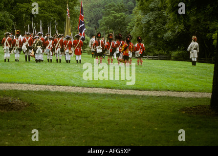 American revolutionary war reenactors prepare for mock combat at Edward Hand Rockford plantation museum Lancaster, PA. Stock Photo