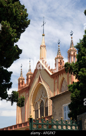 The recently restored exterior of the church of the Franciscan monastery at Cimiez in Nice on the Cote d'Azur France Stock Photo