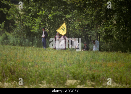 civil war reenactors Gettysburg PA battle field confederate charge Stock Photo