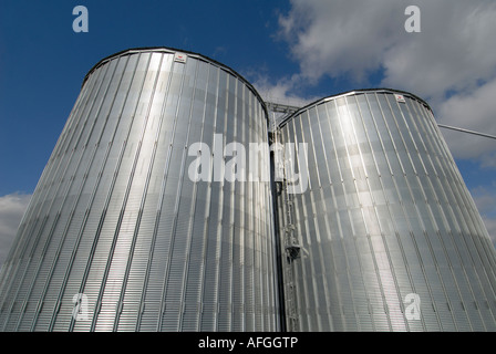 New grain silos, La Celle-Guenand, sud-Touraine, France. Stock Photo