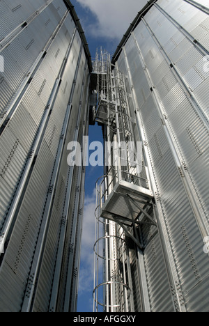 New grain silos, La Celle-Guenand, sud-Touraine, France. Stock Photo