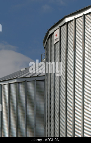 New grain silos, La Celle-Guenand, sud-Touraine, France. Stock Photo