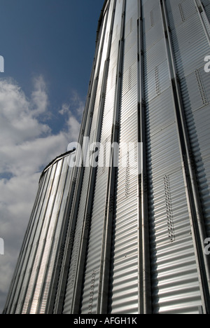 New grain silos, La Celle-Guenand, sud-Touraine, France. Stock Photo