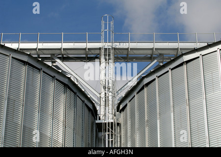 New grain silos, La Celle-Guenand, sud-Touraine, France. Stock Photo