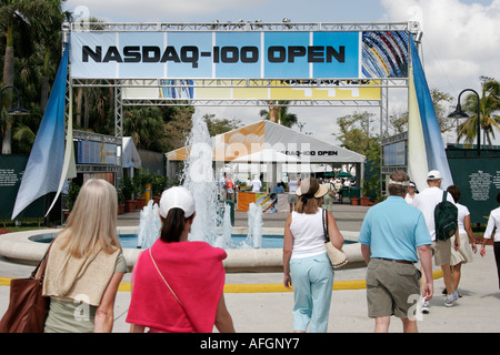 Miami Florida,Key Biscayne,NASDAQ 100 Open,pro tennis tournament,entrance,front,visitors travel traveling tour tourist tourism landmark landmarks cult Stock Photo