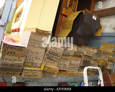 detail of Dutch street organ with stack of song books Stock Photo