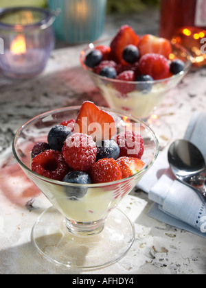 Mid summer berry dessert Stock Photo