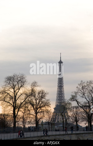 Eiffel tower viewed from the jardin de tuilleries in Paris France 2007 Stock Photo