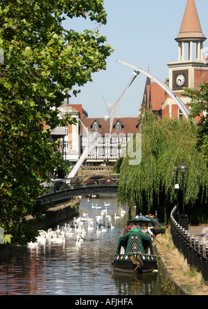 Waterside River Witham and The High Bridge Lincoln Lincolnshire England Stock Photo