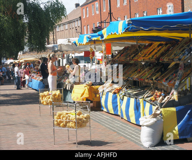 French Street Market, in Burgess Hill, West Sussex, England, UK Stock Photo