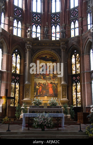 Altar and Titian painting of the Assumption of the Virgin Santa Maria Gloriosa dei Frari church San Polo area Venice Italy Stock Photo