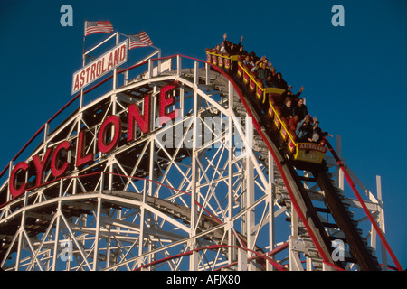 New York City,Brooklyn Borough,Coney Island,Astroland Amusement Park,public land,recreation,Cyclone world's first roller coaster NY205,NY205 Stock Photo