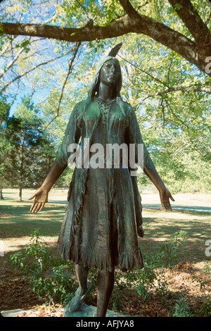 Jamestown Virginia,National historic Site Pocahontas statue,public art artwork,memorial,public art artwork,likeness,Chief Powhatan daughter,girl girls Stock Photo