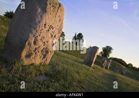 Diagonal South West quadrant of Avebury stone circle and henge, Wiltshire, England, UK. Stock Photo