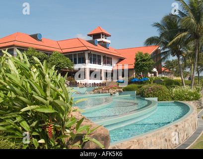 SWIMMING POOL AT THE SUTERA HARBOUR RESORT,  KOTA KINABALU,  SABAH, MALAYSIA, Stock Photo