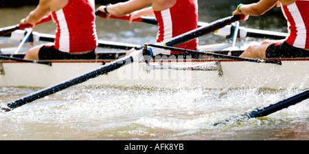 Crew rowing in Milwaukee River Challenge Milwaukee Wisconsin Stock Photo