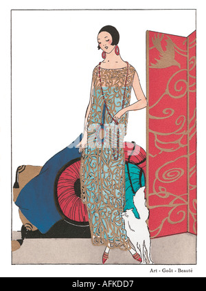 French fashion, 1920s: Evening wear. Published in Le Petit Echo de la ...