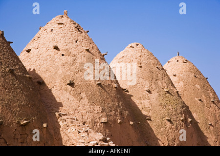 Traditional beehive houses made of mud in the village of Sarouj, NE of Hama, Syria Stock Photo