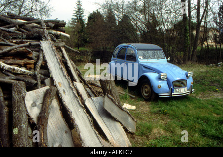 french classic car citroen 2hp countryside france Stock Photo