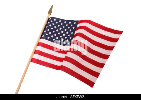 American Flag on White Background Stock Photo