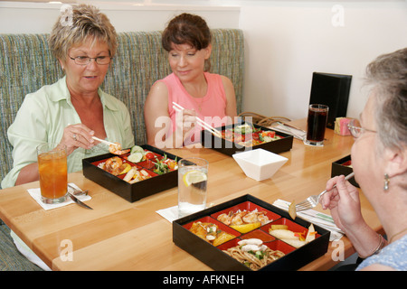 Indiana Kosciusko County,Winona Lake,Village at Winona Lake,Cerulean,restaurant restaurants food dining cafe cafes,Asian fusion food,bento box,women d Stock Photo