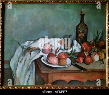 'fine arts, Cezanne, Paul (1839 - 1906), painting, 'Still life with onions', 1896 - 1889, oil on canvas, Musee d' Orsay, Paris Stock Photo