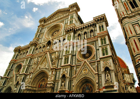 The front of the cathedral in Florence looking up to the church Stock Photo