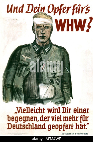 Nazism / National Socialism, organisations, Winterhilfswerk (Winter relief organisation), 1941/1942, poster by Mjölnir, 1941, Stock Photo
