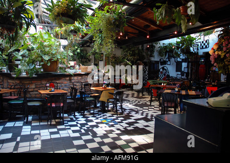 Interior of the cafe of the Hundertwasser designed Kunst Haus Wien Vienna Stock Photo