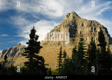 Peaks above Logan Pass, Glacier National Park, Montana USA Stock Photo