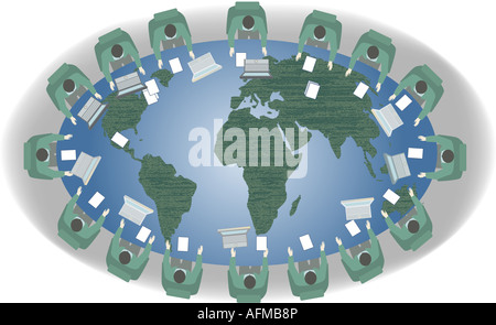 Group of business people around a conference table Stock Photo - Alamy