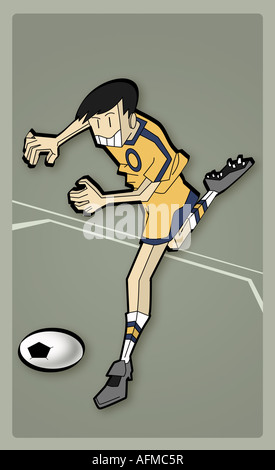 High angle view of a boy playing soccer Stock Photo