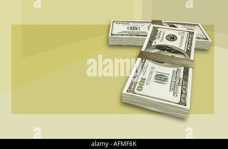 Bundle of one hundred dollar bills Stock Photo