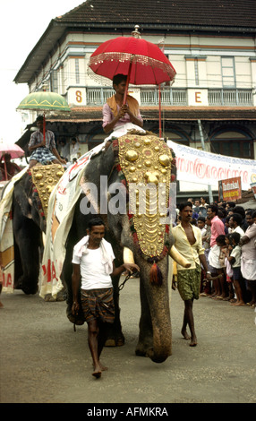 India Kerala Alleppey animals caparisoned elephant Stock Photo