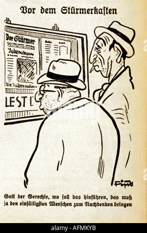 Nazism / National Socialism, press, newspaper 'Der Stürmer', Nuremberg, 1934, caricature by Fips, Stock Photo