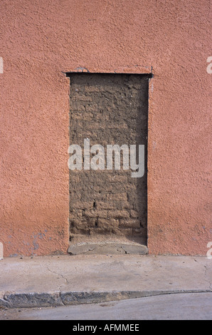 "Door to ^nowhere, ^sealed with "adobe bricks", "New Mexico" USA" Stock Photo