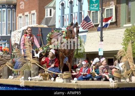 A float commemorating the early dutch settlers in Pella Iowa USA Stock Photo