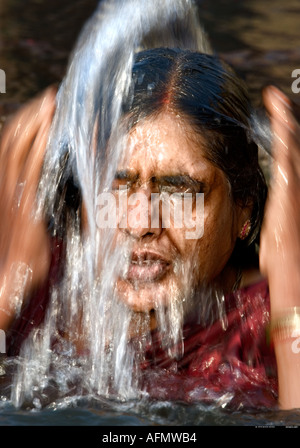 Bathing in the Ganges, Varanasi. Photograph from early 20th century