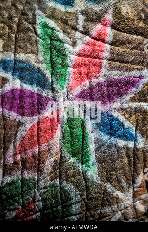 Detail of Elephant painted for the Elephant Festival Jaipur India Stock Photo