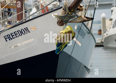 figurehead on bowsprit of schooner Freedom St Augustine Marina St Augustine Florida Stock Photo