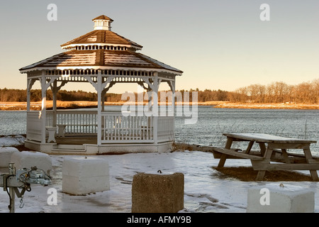 snow covered gazebo in winter Stock Photo - Alamy