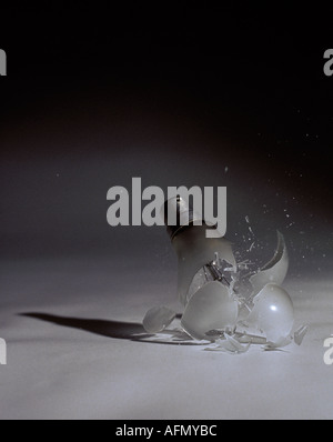 High speed photography showing a dropped light bulb smashing as it hits the floor Stock Photo